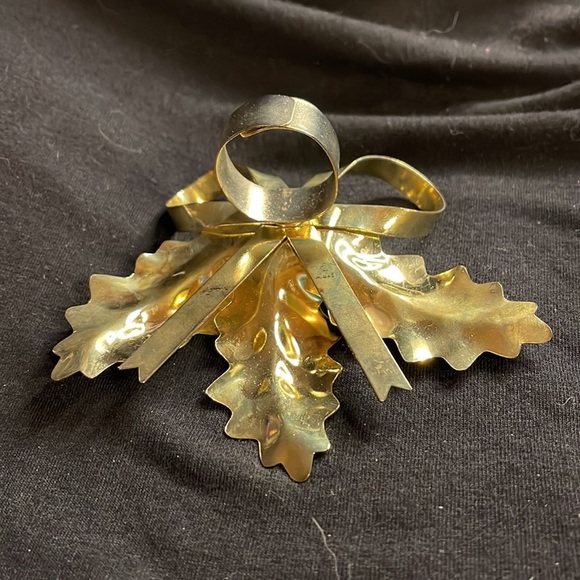 Home Interiors 3 piece Brass Decor 2 month no baskets - 1 bow w/Holly Leaves - Picture 3 of 12